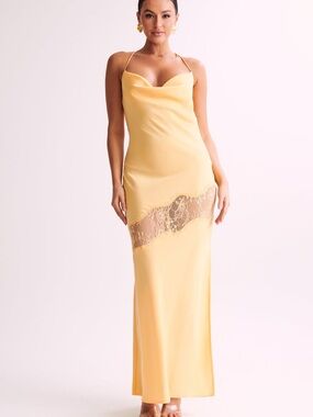 Meshki Chandra Lace Detail Satin Maci Dress